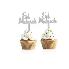 Cupcake prikkers "Eid mubarak" plastic (8 stuks) - Islamboekhandel.nl