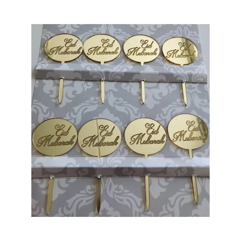 Cupcake prikkers "Eid mubarak" rond (8 stuks) - Islamboekhandel.nl