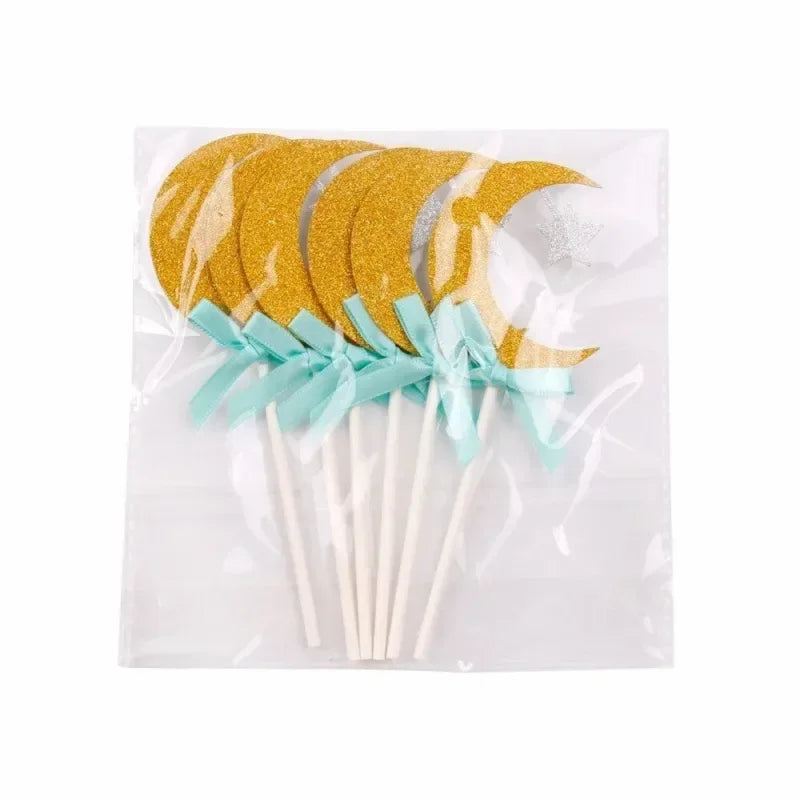 Cupcake topper maan -mint (6 stuks) - Islamboekhandel.nl