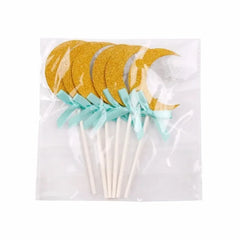 Cupcake topper maan -mint (6 stuks) - Islamboekhandel.nl