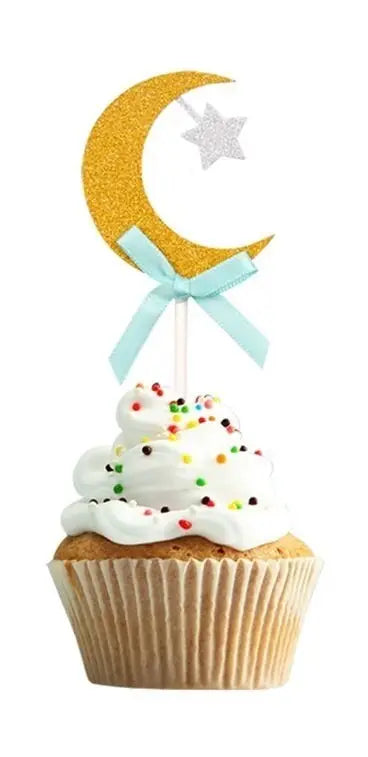 Cupcake topper maan -mint (6 stuks) - Islamboekhandel.nl