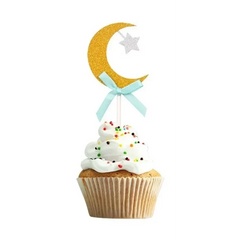 Cupcake topper maan -mint (6 stuks) - Islamboekhandel.nl