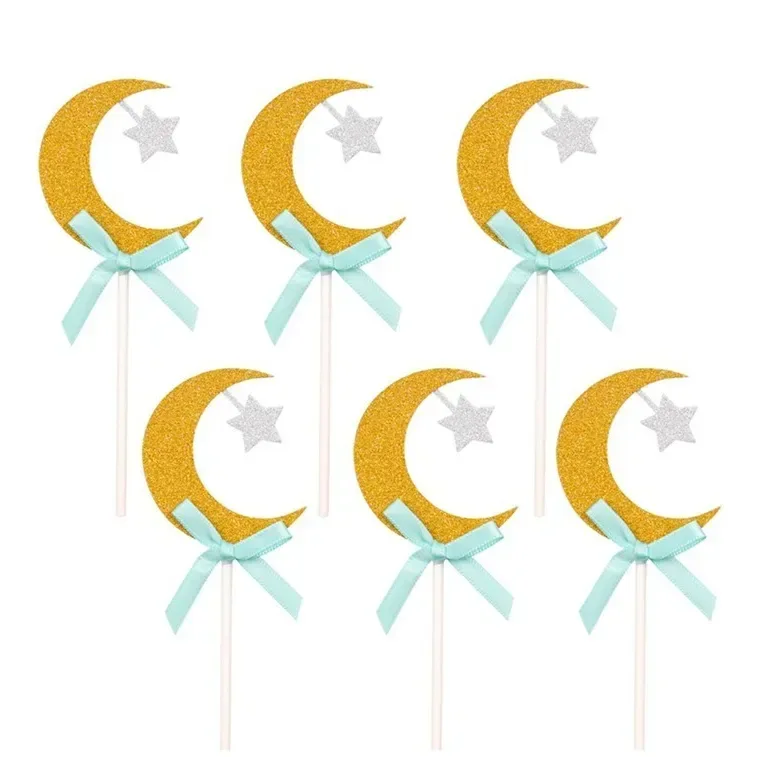 Cupcake topper maan -mint (6 stuks) - Islamboekhandel.nl