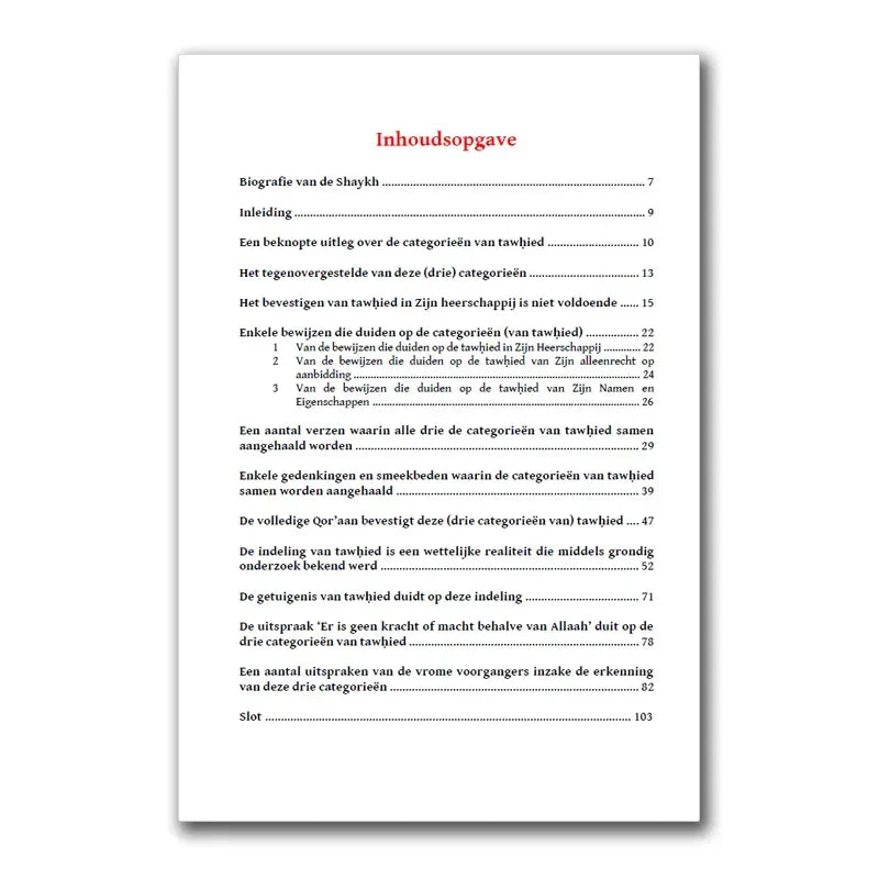De Bewijzen van de Categorieën van Tawhied - Islamboekhandel.nl