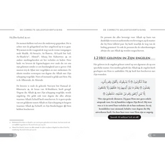 Zwart-wit boek met gouden tekst: De Correcte geloofsovertuiging van Ibn Baaz