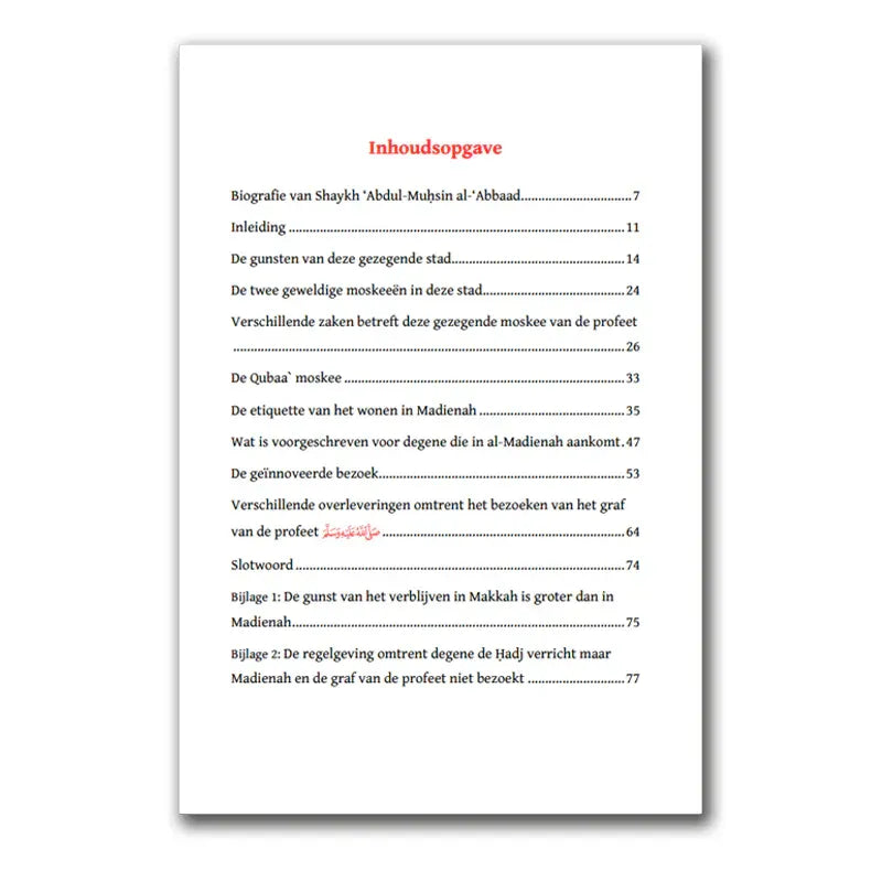 Wit papier met rode tekst en zwarte lijnen uit De Gunsten van Madienah