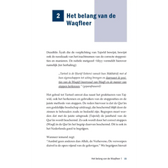 Pagina met Nederlandse tekst uit De Waqf volgens Hafs en Warsh, voor quran recitatie