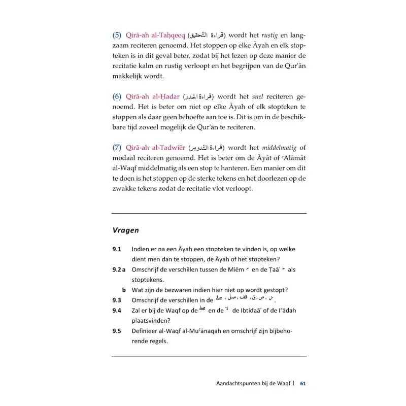 De Waqf volgens Hafs en Warsh - Islamboekhandel.nl