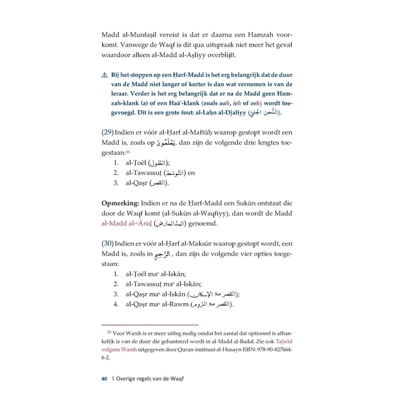 De Waqf volgens Hafs en Warsh - Islamboekhandel.nl