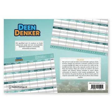 Teal en wit deen denker puzzelkalender met rastergebaseerde spelpagina’s voor hersenfitness en ontspanning