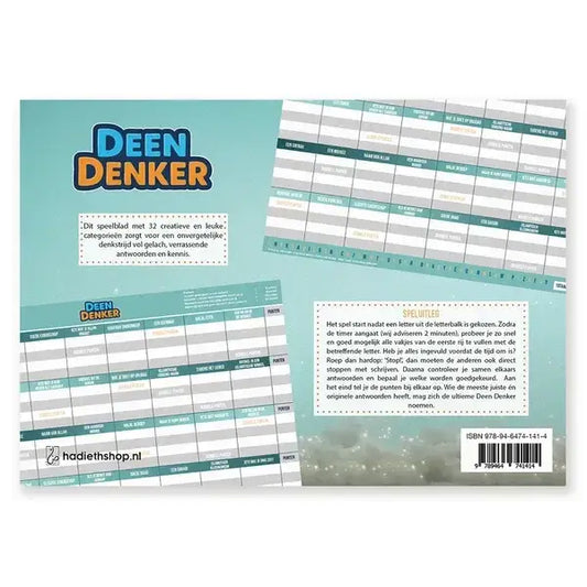 Teal en wit deen denker puzzelkalender met rastergebaseerde spelpagina’s voor hersenfitness en ontspanning