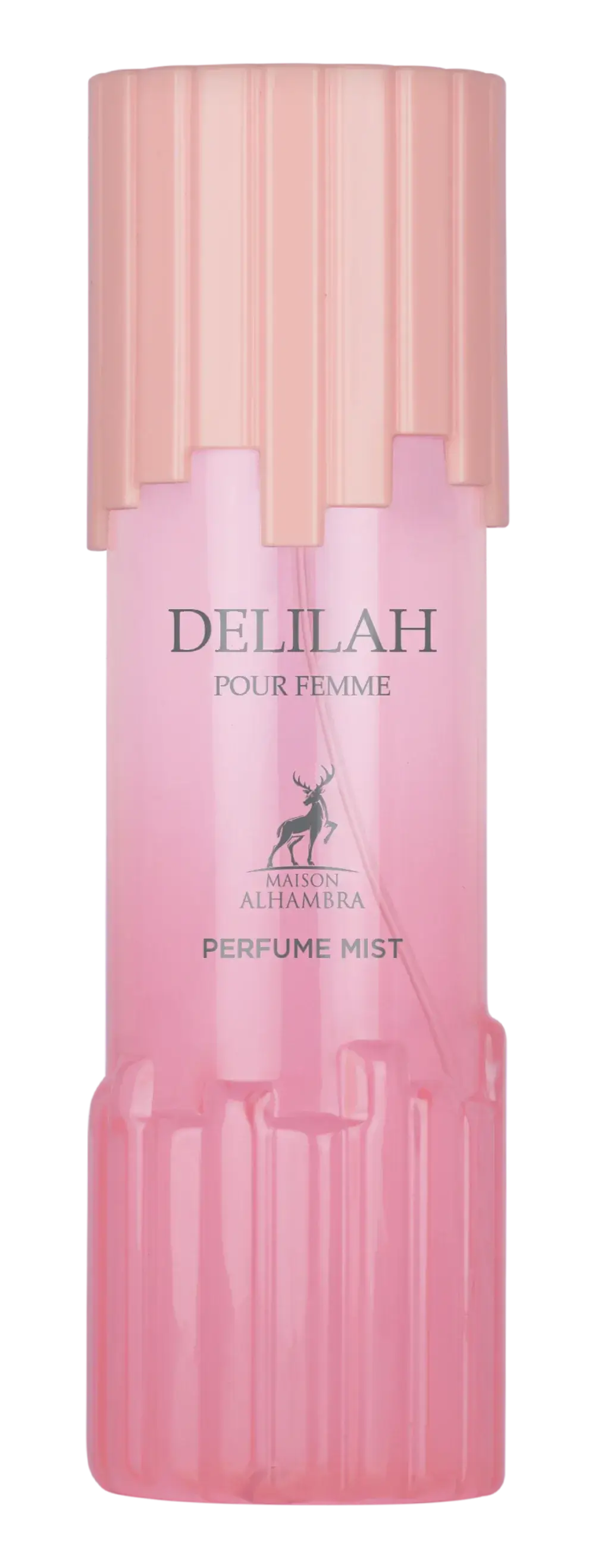 Roze doorschijnende fles delilah body mist parfummist pour femme van antonio alhambra