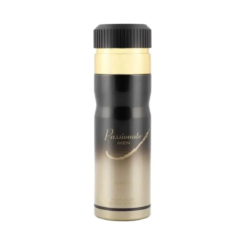 Deodorant Passionate zwarte en gouden spray met ribbelkraag voor mannen