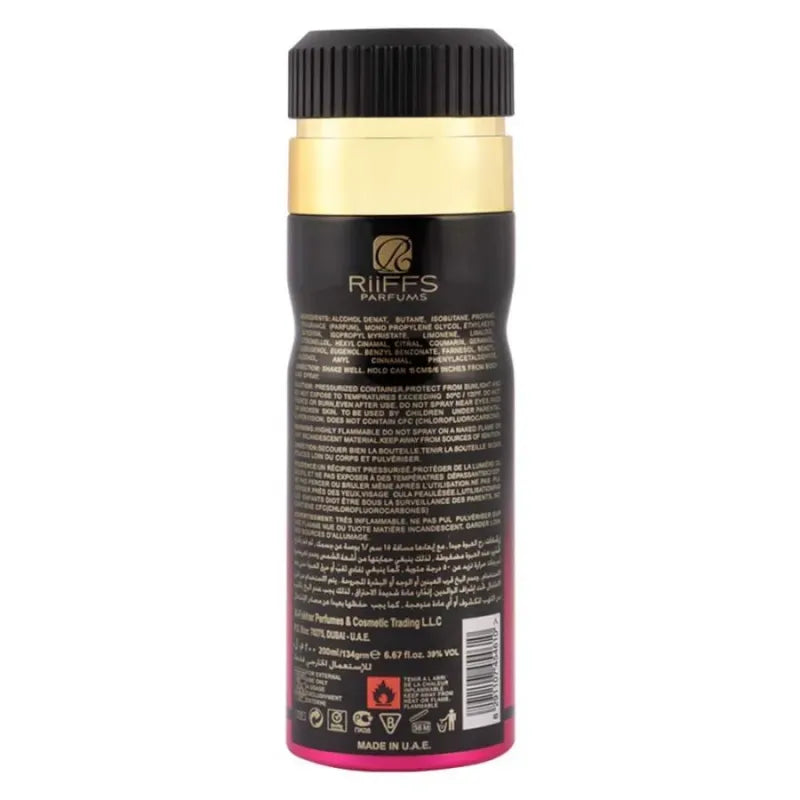 Deodorant Passionate Woman met zwart en goud design, ribbelkap en roze onderkant