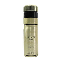 Gold en zwart cilindrische body spray fles voor Deodorant Sillage Oros