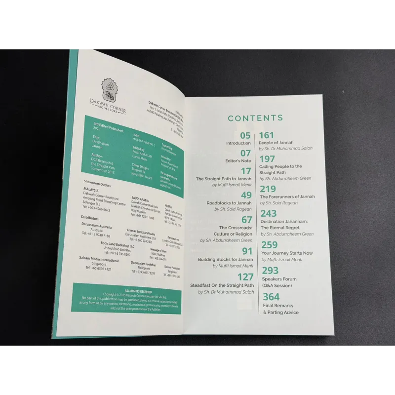 Inhoudsopgave Destination Jannah door Mufti Menk, 3e editie 2015