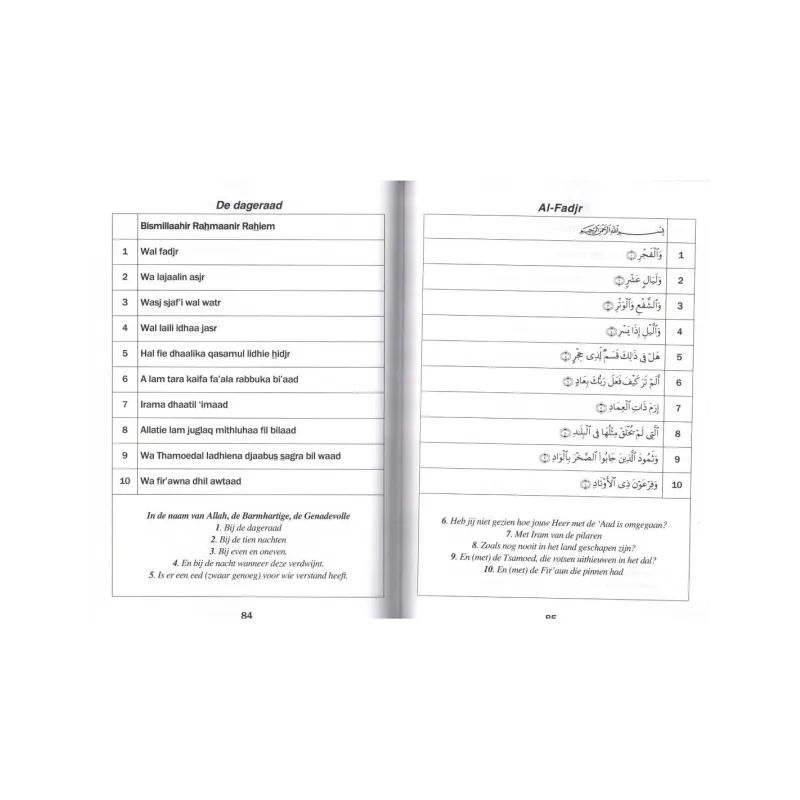 Quranic tekstvergelijking Djoez Amma zorgvuldig samengestelde werk voor eenvoud en overzicht