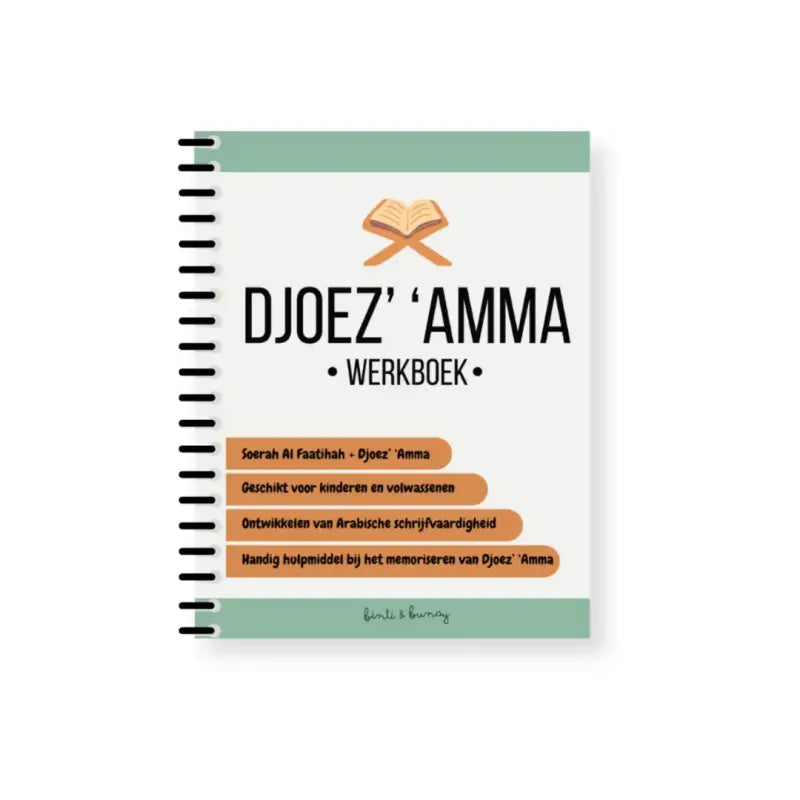 Spiraalgebonden werkboek Djoez ‘Amma met mintgroene accenten voor ideale werkboek Arabische schrijfvaardigheden