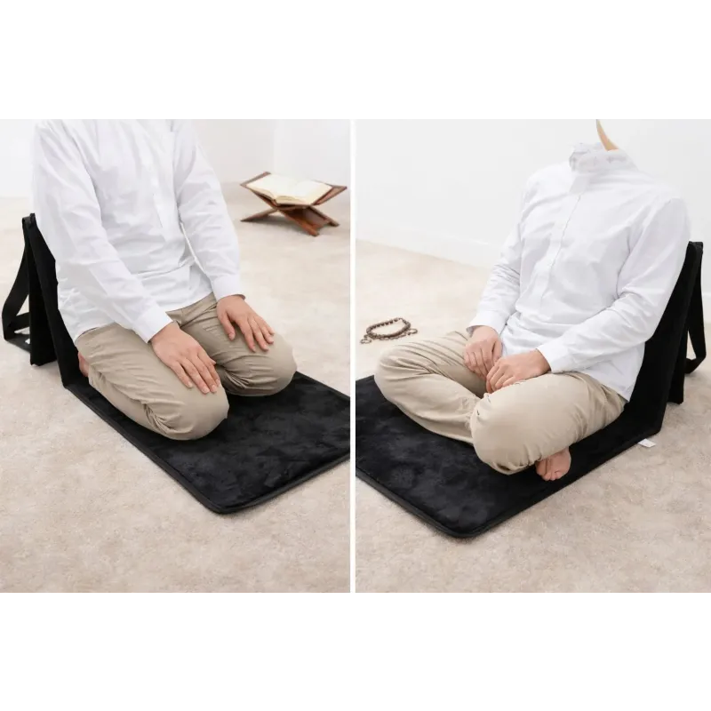 Draagbare gebedskleed met opklapbare Rugleuning - Islamboekhandel.nl