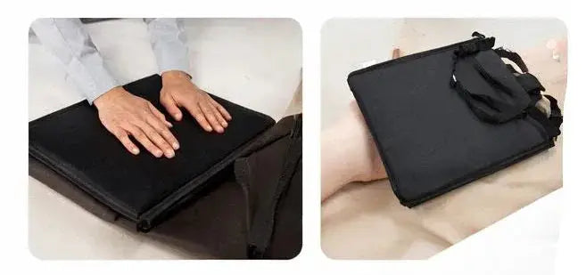 Zwarte draagbare gebedskleed laptophoes met verstelbare schouderriem en ritssluiting voor bescherming en comfort