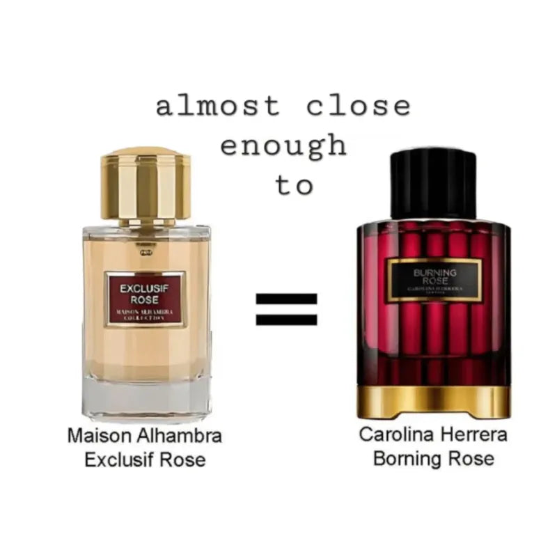 Vergelijking van parfum Exclusif Rose van Maison Alhambra en Carolina Herrera