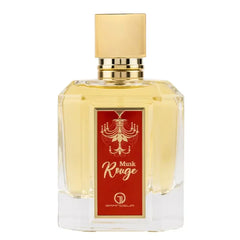 Rectangulaire parfumfles met gouden dop van Eau de Parfum Musk Rouge
