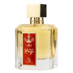 Square parfum Musk Rouge fles met gouden dop voor luxe geurervaring