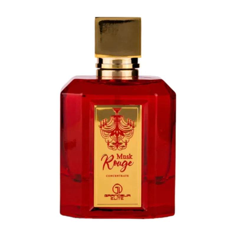 Rode parfumfles met gouden accenten van Eau de Parfum Musk Rouge Concentrate
