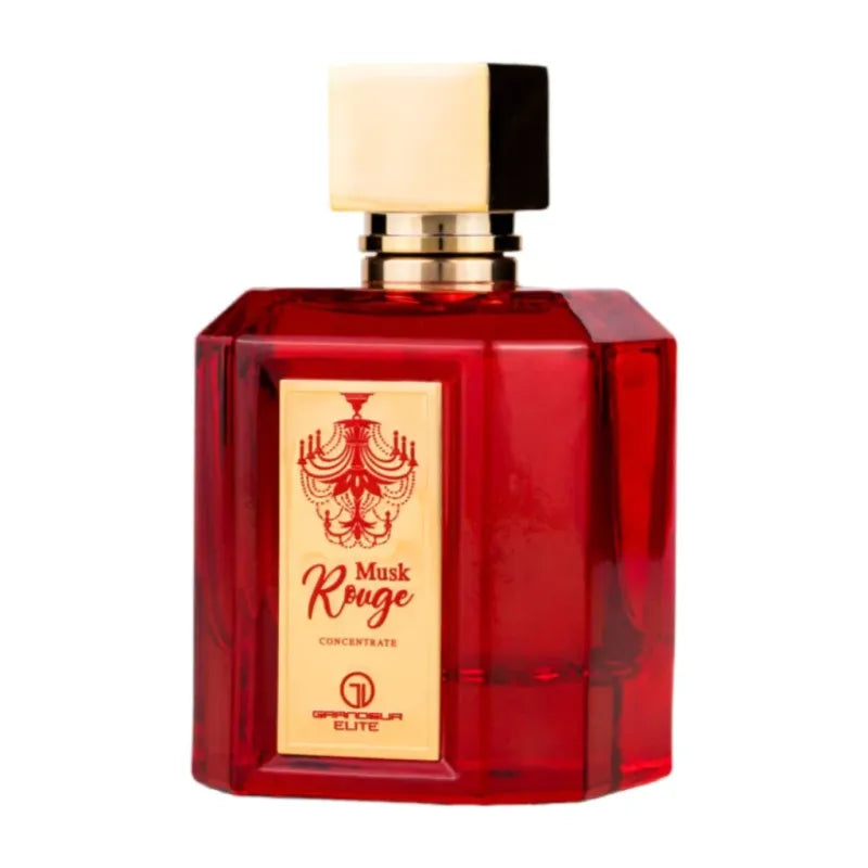 Rood parfumfles met gouden accenten van Eau de Parfum Musk Rouge Concentrate