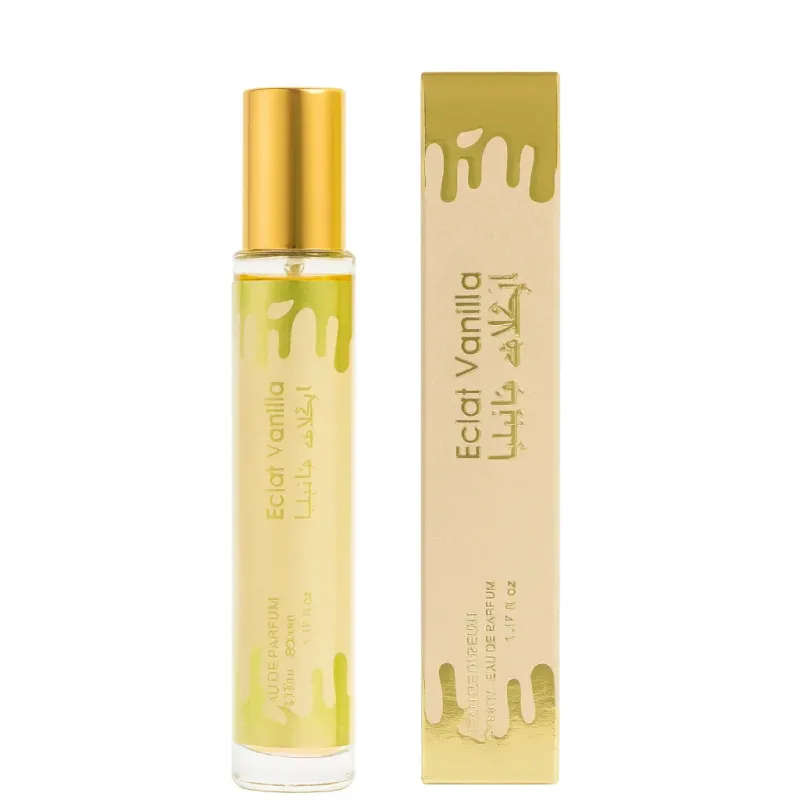 Vanille-geurige parfum rollerball met gouden dop en groene etiket, 10 ml Eclat Vanilla
