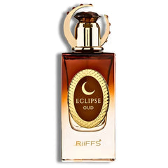 Eclipse Oud parfumflesje met bruin en helder glas en halvemaan deksel