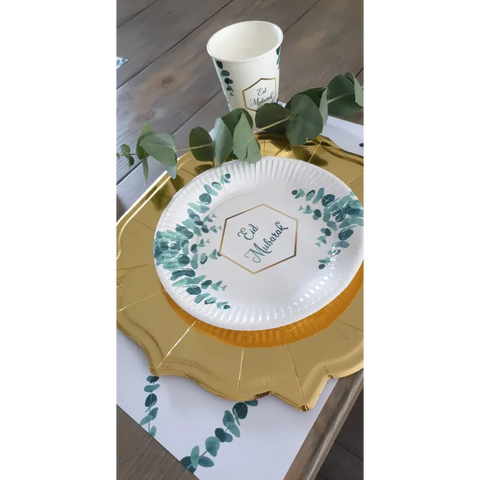 Eetset Ramadan paars/goud 6 personen Islamboekhandel.nl