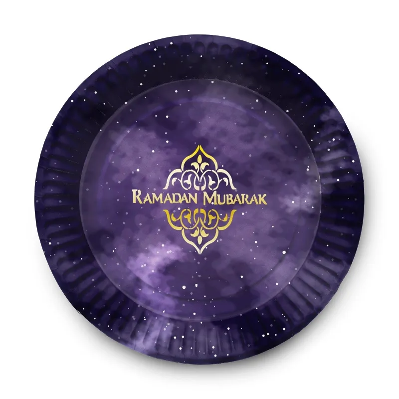 Eetset Ramadan paars/goud 6 personen Islamboekhandel.nl