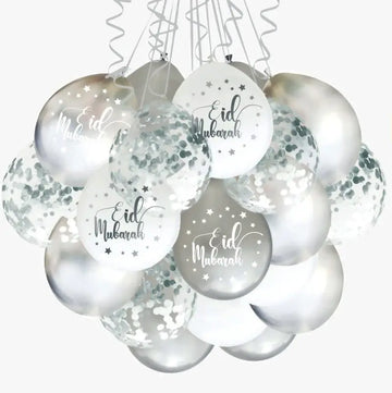 Eid ballonnenmix -zilver (6st) - Islamboekhandel.nl