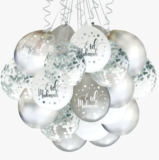 Eid ballonnenmix -zilver (6st) - Islamboekhandel.nl