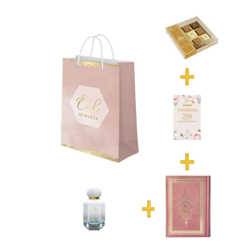 Eid Cadeau in tas (luxe Koran, dua boekje, chocolade + parfum) - Islamboekhandel.nl