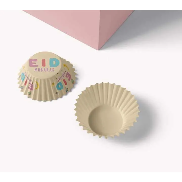 Decoratieve Eid cupcakewrappers Lampion met feestelijke ontwerpen en tekst Eid Mubarak