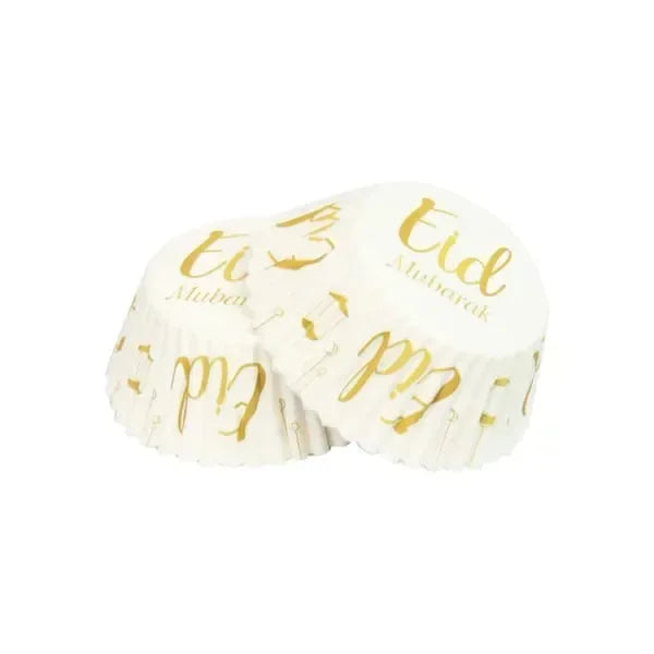 Eid cupcakewrappers wit/goud (50 stuks) - Islamboekhandel.nl