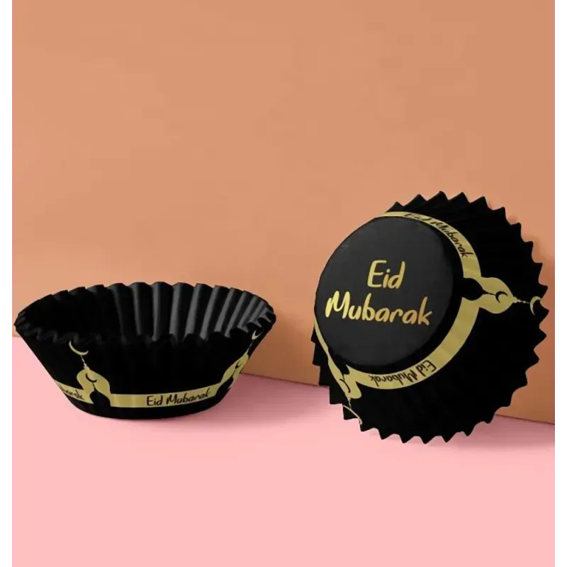 Eid cupcakewrappers zwart/goud (50 stuks) - Islamboekhandel.nl