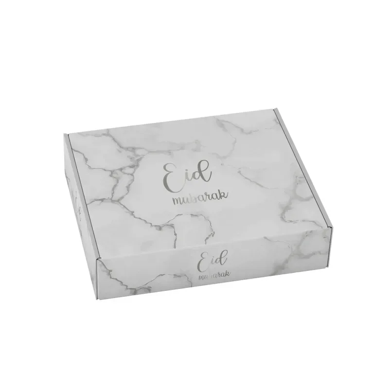 Eid gebaksdoos -marmer-zilver - Islamboekhandel.nl