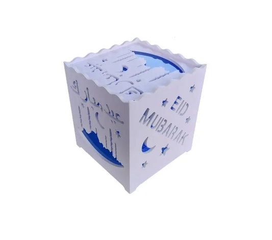 Eid mubarak licht box blauw - Islamboekhandel.nl