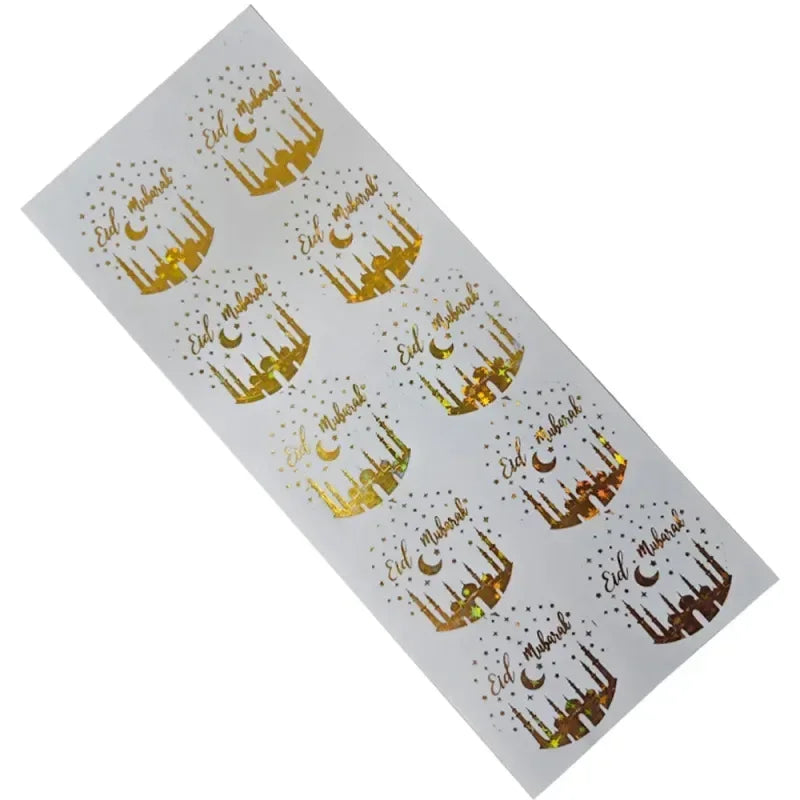 Eid Mubarak sticker goud transparant (set van 10 stickers) - Islamboekhandel.nl