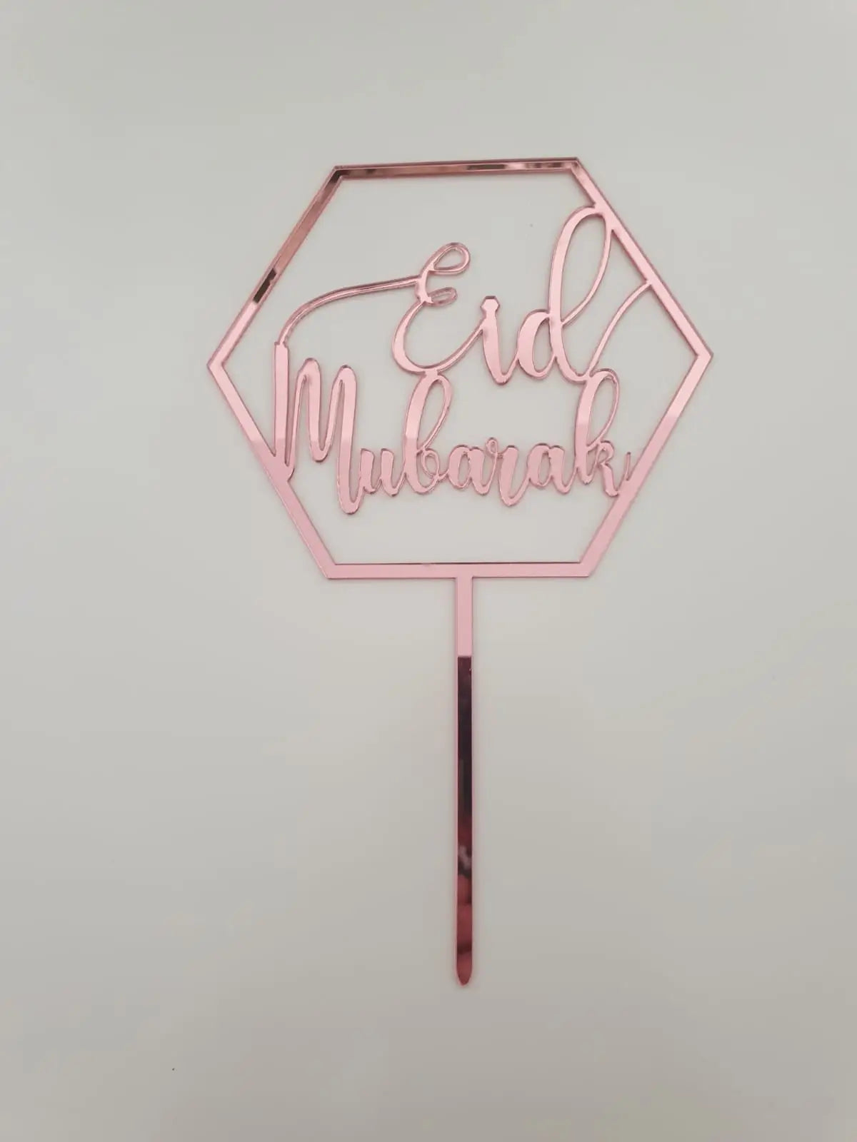 Eid Mubarak Taarttopper ruit roze - Islamboekhandel.nl