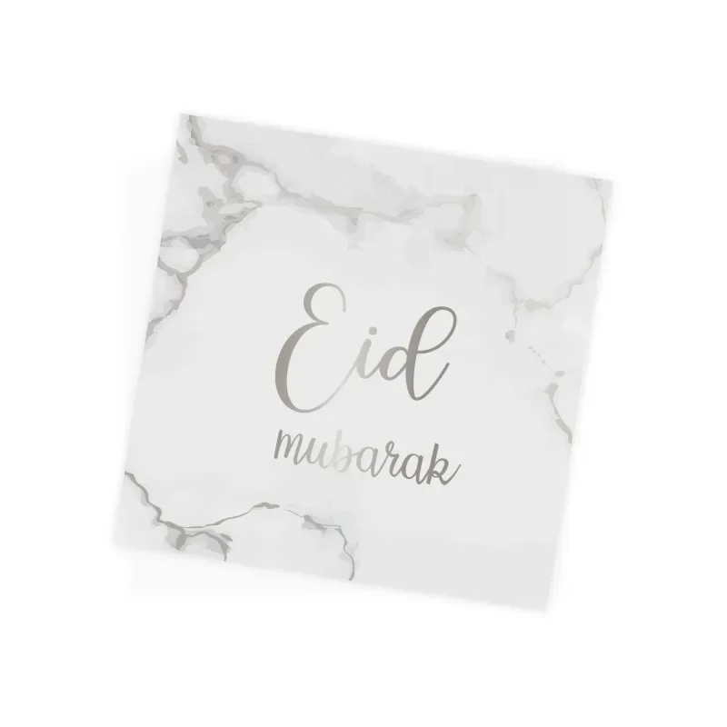Eid servetten -marmer-zilver | 10 stuks - Islamboekhandel.nl
