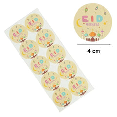 Eid stickers in pastel kleuren met moskee en feestontwerpen voor kinderen