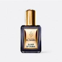 Elixir of Dubai El-Nabil Parfumolie in donkere blauwe fles met gouden dop