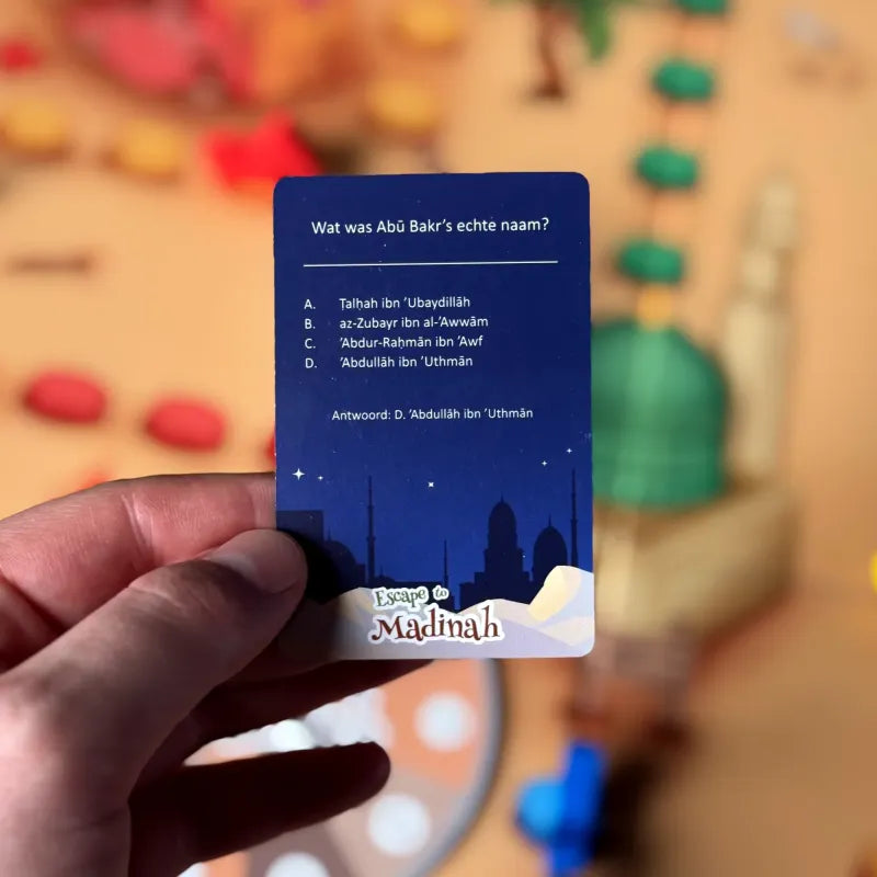 Vraagkaart voor bordspel Escape To Medina te bewonderen op de afbeelding