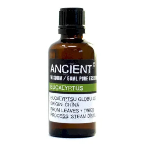 Brown glazen fles van Ancient eucalyptus etherische olie 50 Ml