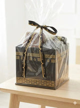 Exclusieve giftset cadeaupakket kaaba met zwarte geschenkdoos en gouden islamitische patronen eid mubarak tekst