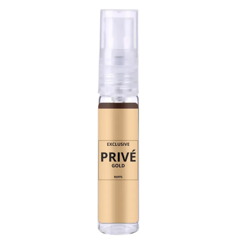 Sprayfles met gouden label van Prive Gold, exclusieve Prive Gold met zwarte bessen